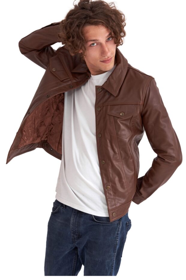 FOXTROT BUFFALO BLACK - AUTHENTIC MENS COGNAC LEATHER JACKET