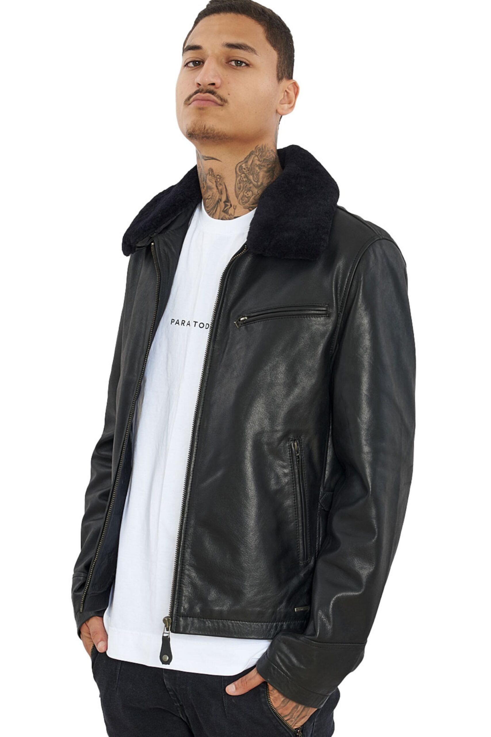 GORDON BUFFALO BLACK - AUTHENTIC BLACK MENS LEATHER JACKET