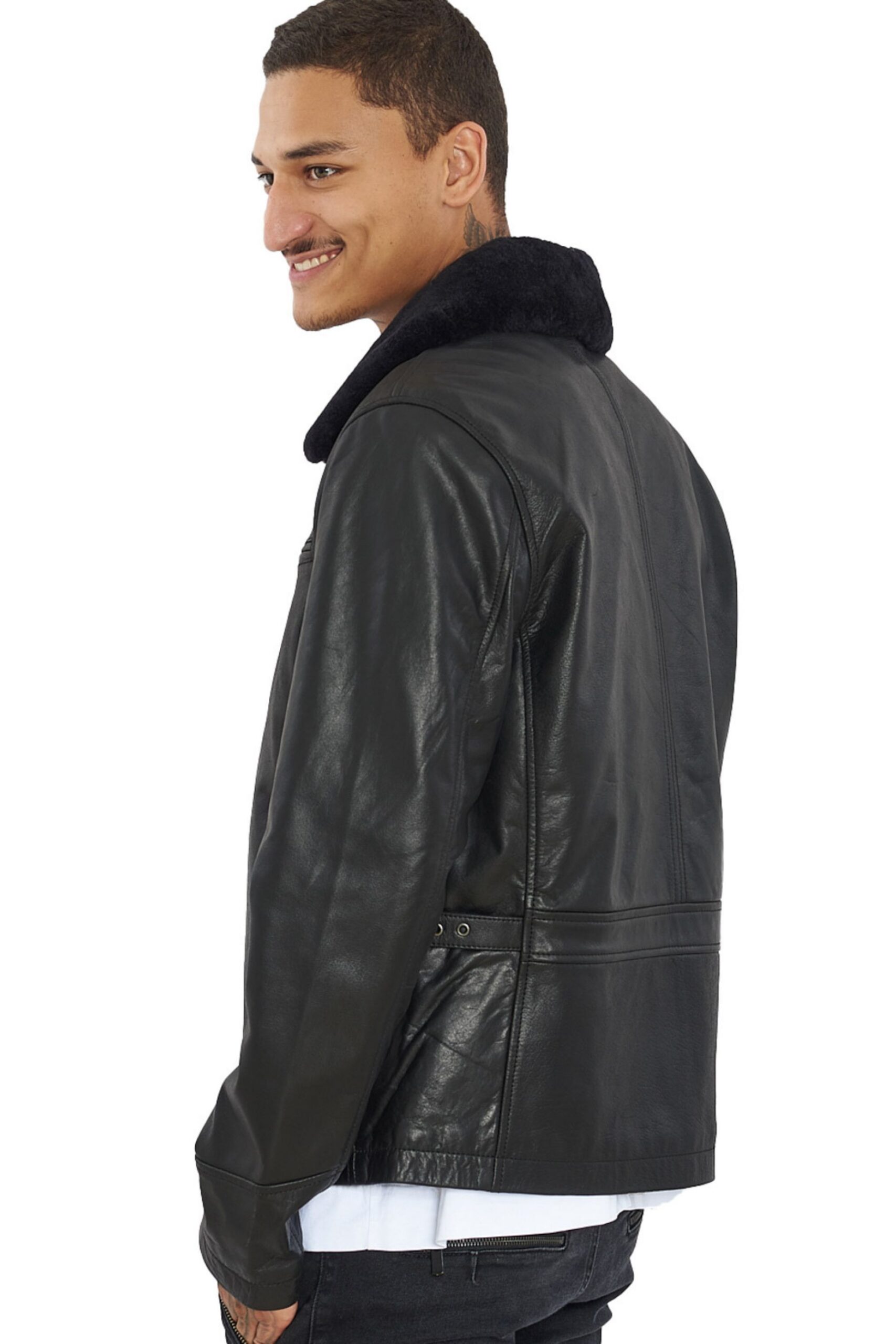 GORDON BUFFALO BLACK - AUTHENTIC BLACK MENS LEATHER JACKET
