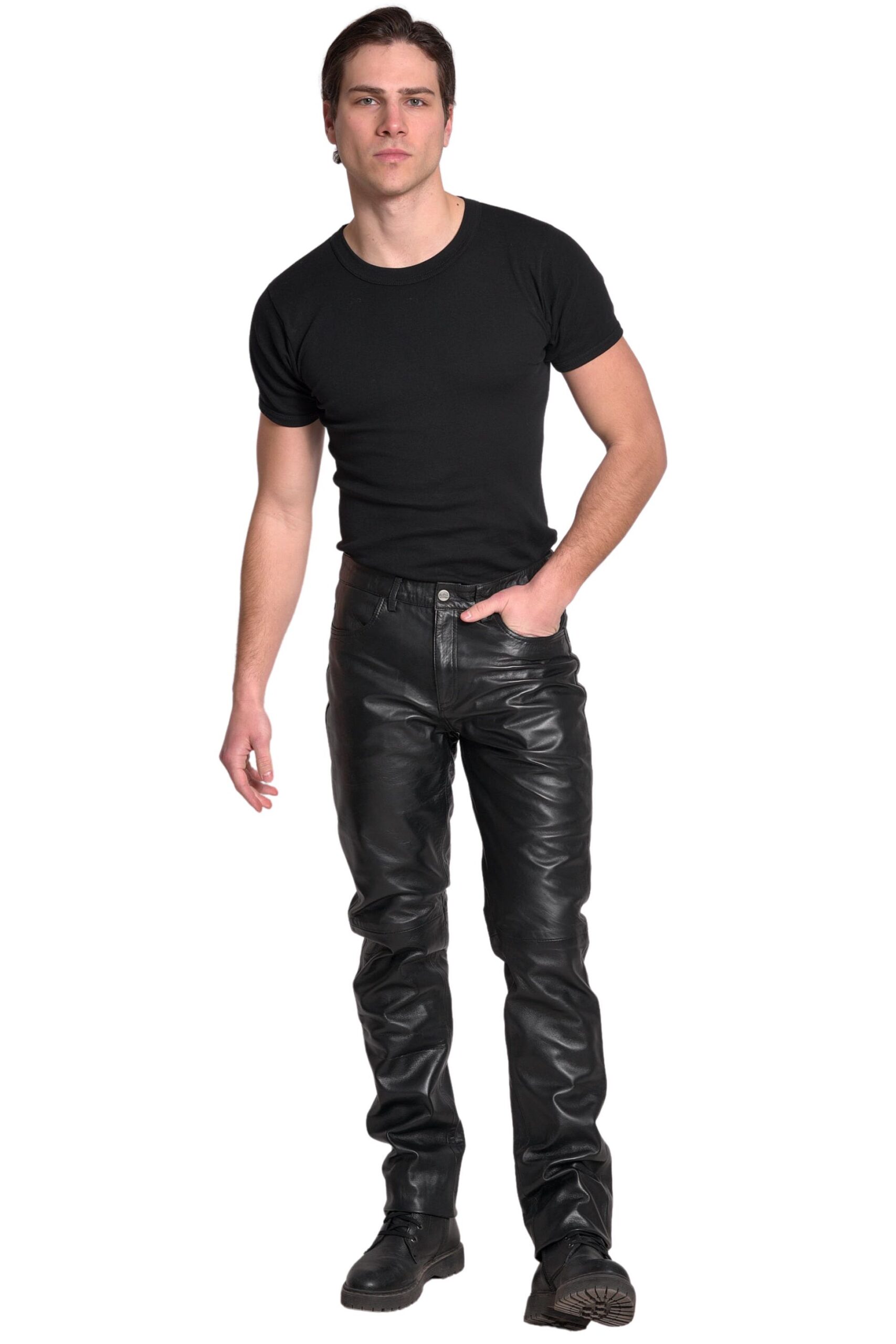 HAMMER SHEEP BLACK - AUTHENTIC MENS BLACK LEATHER PANTS