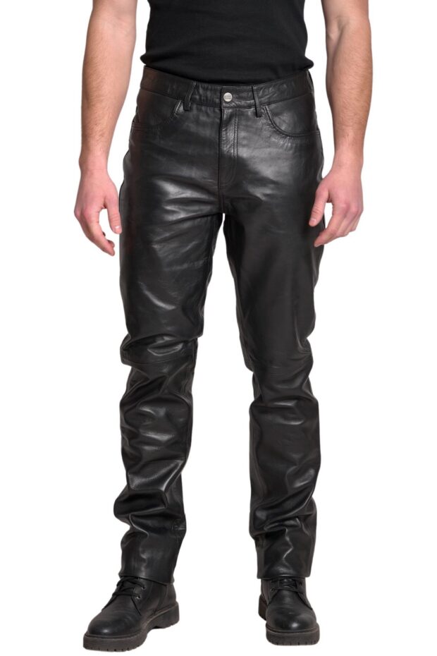HAMMER SHEEP BLACK - AUTHENTIC MENS BLACK LEATHER PANTS