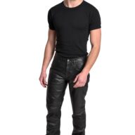 HAMMER SHEEP BLACK - AUTHENTIC MENS BLACK LEATHER PANTS