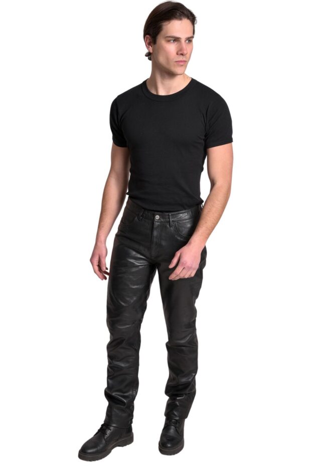 HAMMER SHEEP BLACK - AUTHENTIC MENS BLACK LEATHER PANTS