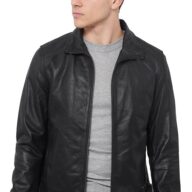 HOLLAND BUFFALO BLACK - AUTHENTIC MENS BLACK LEATHER JACKET
