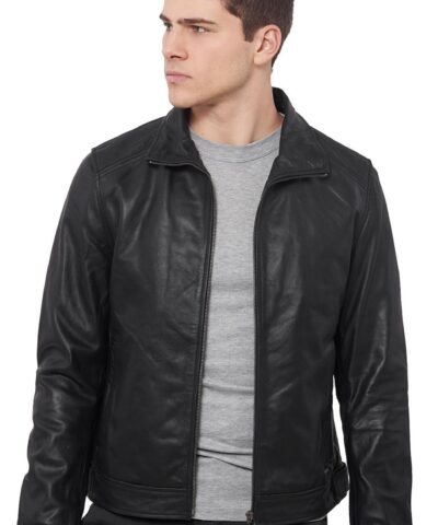 HOLLAND BUFFALO BLACK - AUTHENTIC MENS BLACK LEATHER JACKET