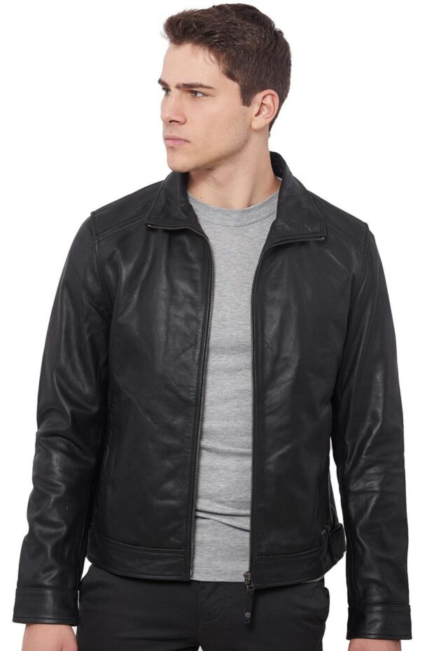 HOLLAND BUFFALO BLACK - AUTHENTIC MENS BLACK LEATHER JACKET