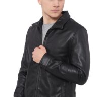 HOLLAND BUFFALO BLACK - AUTHENTIC MENS BLACK LEATHER JACKET