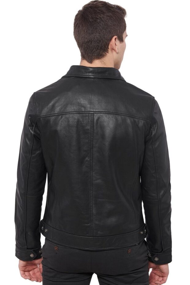 HOLLAND BUFFALO BLACK - AUTHENTIC MENS BLACK LEATHER JACKET
