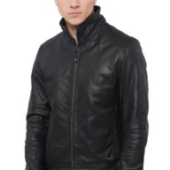 HOLLAND BUFFALO BLACK - AUTHENTIC MENS BLACK LEATHER JACKET