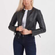 IRIS SHEEP BLACK - AUTHENTIC WOMENS BLACK LEATHER JACKET
