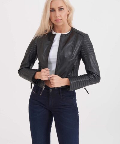 IRIS SHEEP BLACK - AUTHENTIC WOMENS BLACK LEATHER JACKET