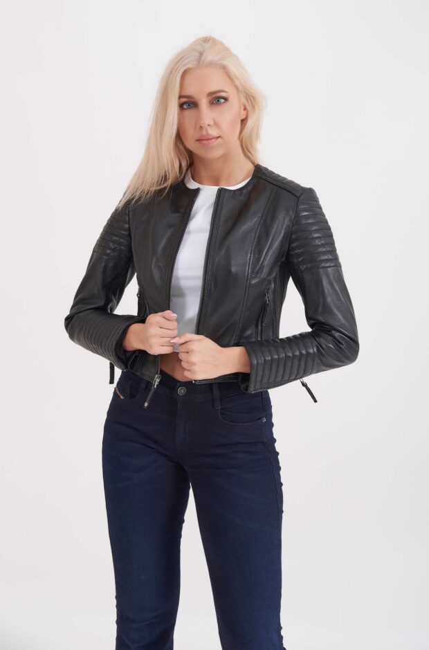 IRIS SHEEP BLACK - AUTHENTIC WOMENS BLACK LEATHER JACKET