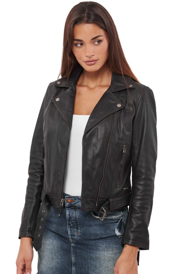 MEDEA BUFFALO BLACK - AUTHENTIC WOMENS BLACK LEATHER JACKET