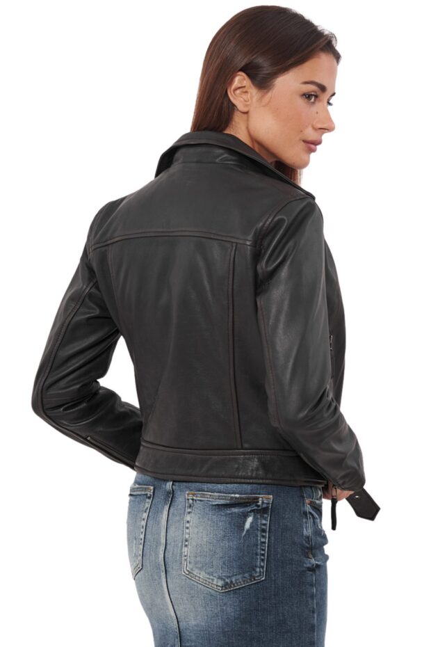 MEDEA BUFFALO BLACK - AUTHENTIC WOMENS BLACK LEATHER JACKET