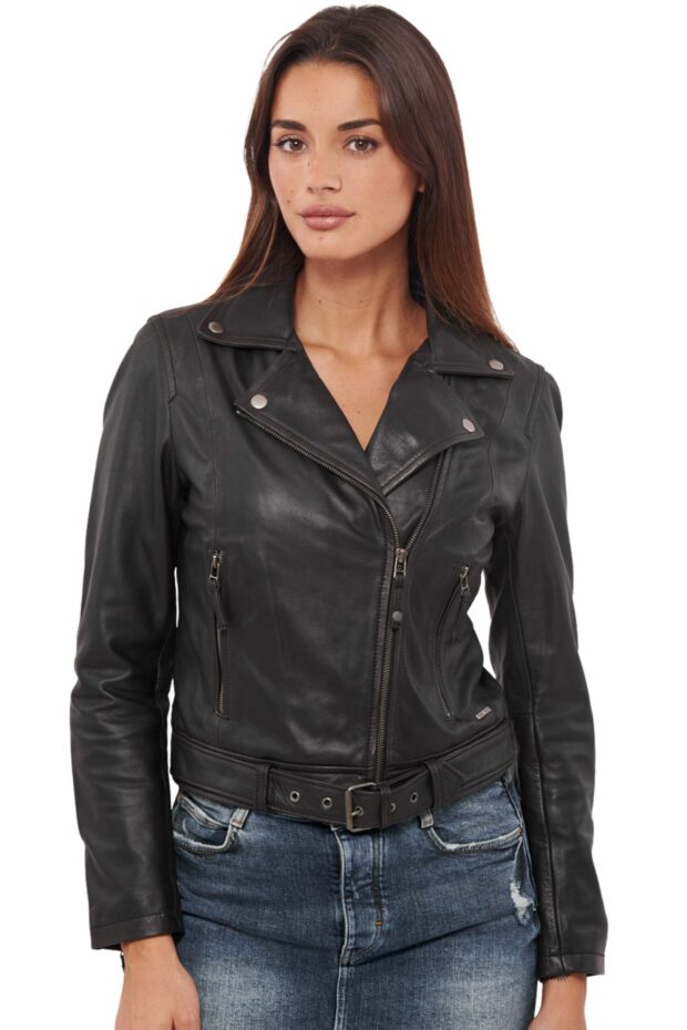 MEDEA BUFFALO BLACK - AUTHENTIC WOMENS BLACK LEATHER JACKET