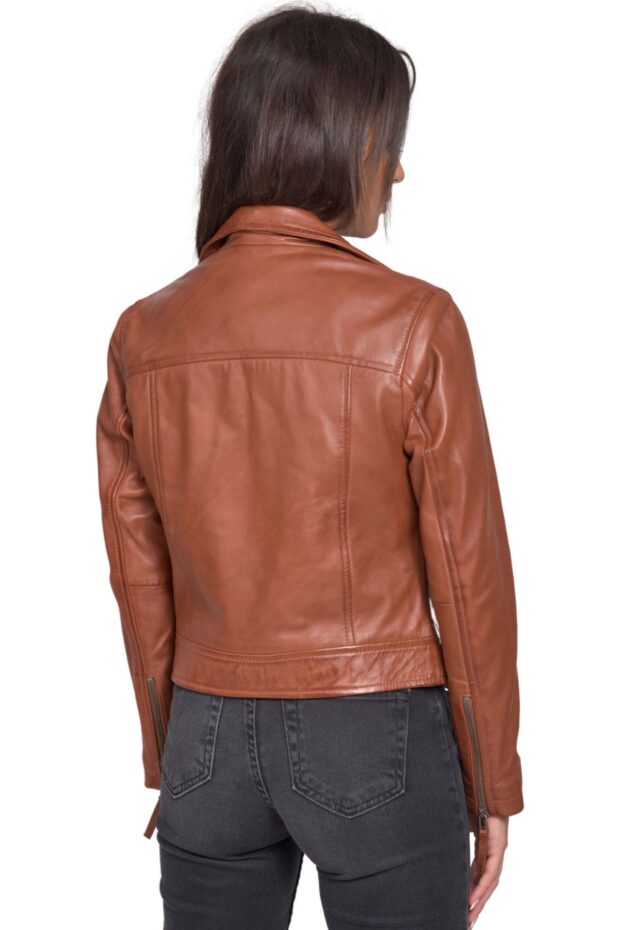 MEDEA SHEEP COGNAC - AUTHENTIC WOMENS COGNAC LEATHER JACKET