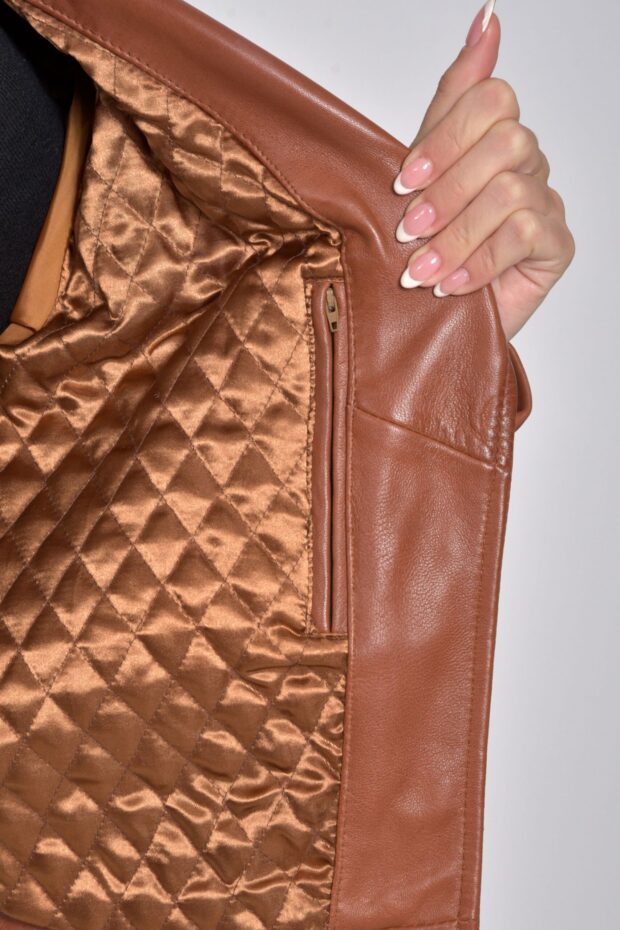 MEDEA SHEEP COGNAC - AUTHENTIC WOMENS COGNAC LEATHER JACKET