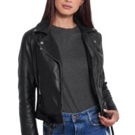 MEDEA SHEEP BLACK - AUTHENTIC WOMENS BLACK LEATHER JACKET