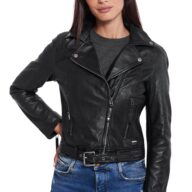 MEDEA SHEEP BLACK - AUTHENTIC WOMENS BLACK LEATHER JACKET