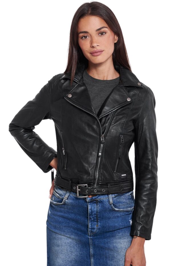 MEDEA SHEEP BLACK - AUTHENTIC WOMENS BLACK LEATHER JACKET