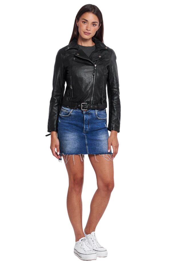MEDEA SHEEP BLACK - AUTHENTIC WOMENS BLACK LEATHER JACKET