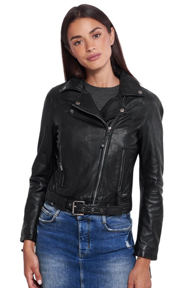 MEDEA SHEEP BLACK - AUTHENTIC WOMENS BLACK LEATHER JACKET