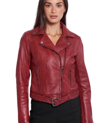 MEDEA SHEEP RED - AUTHENTIC WOMENS RED LEATHER JACKET
