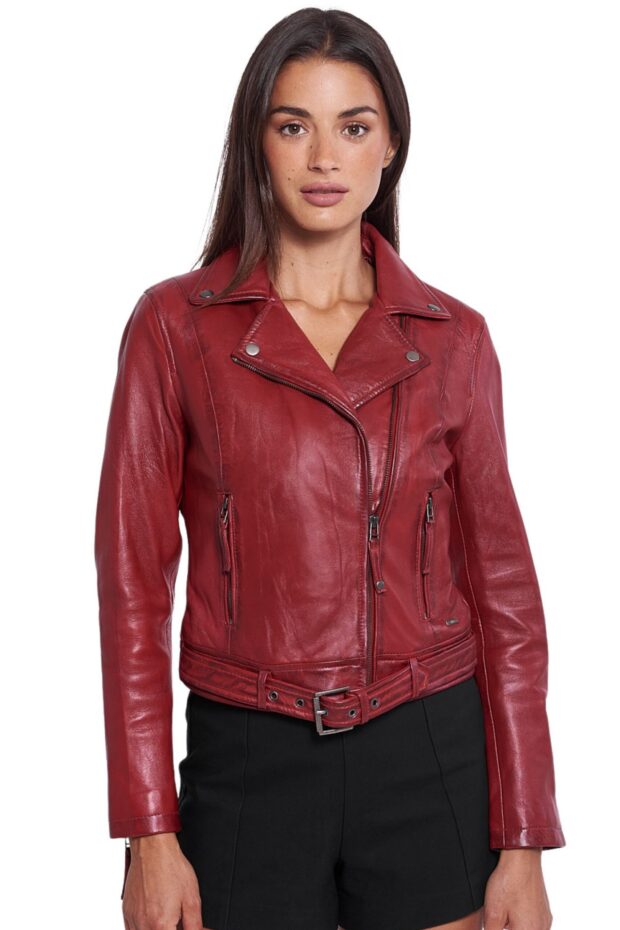 MEDEA SHEEP RED - AUTHENTIC WOMENS RED LEATHER JACKET