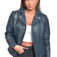 ELECTRA SHEEP BLUE - AUTHENTIC WOMENS BLUE LEATHER JACKET