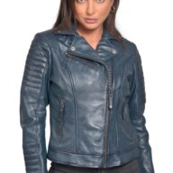 ELECTRA SHEEP BLUE - AUTHENTIC WOMENS BLUE LEATHER JACKET