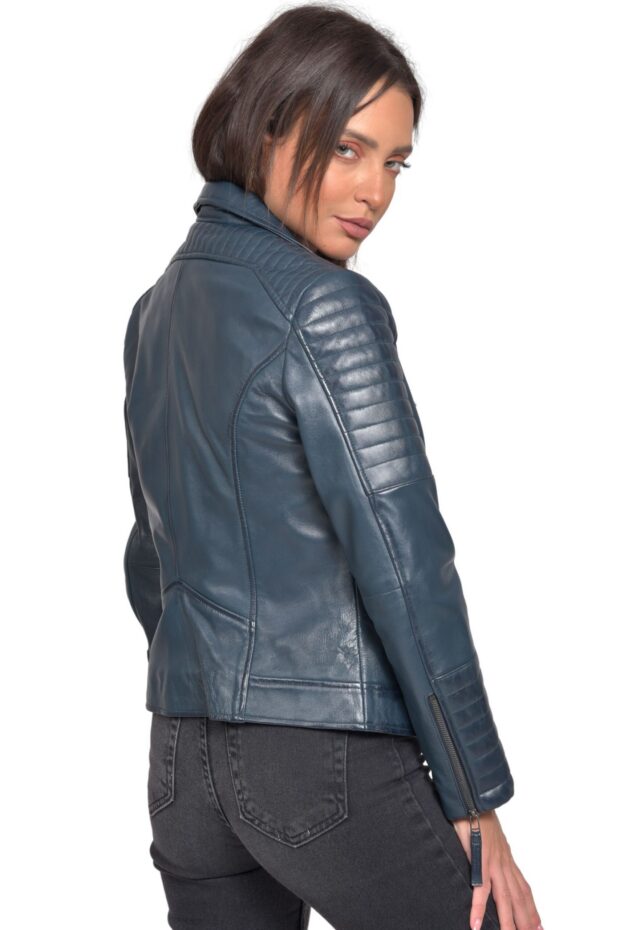 ELECTRA SHEEP BLUE - AUTHENTIC WOMENS BLUE LEATHER JACKET