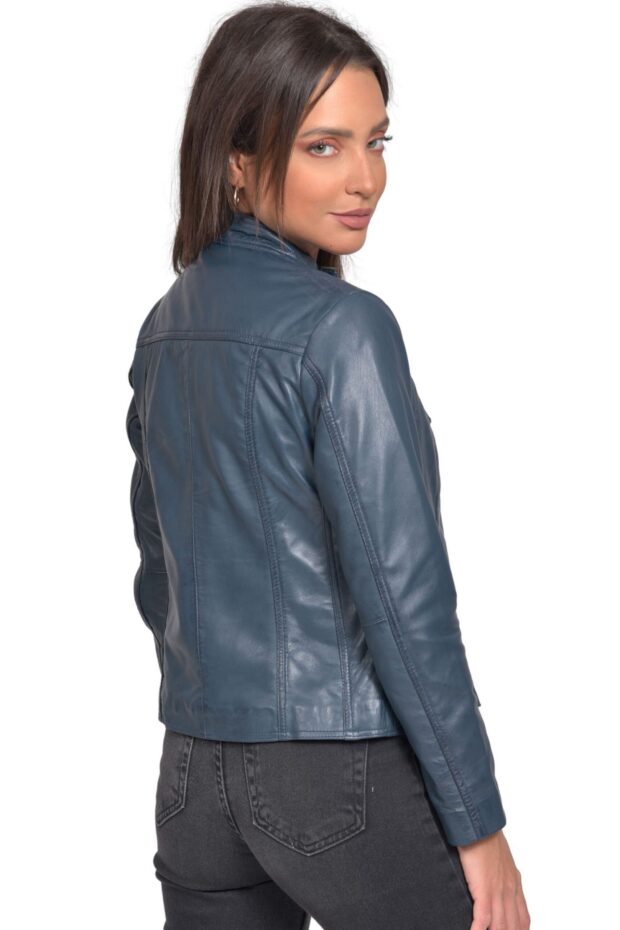 NEPHELE SHEEP BLUE - AUTHENTIC WOMENS BLUE LEATHER JACKET