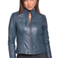 NEPHELE SHEEP BLUE - AUTHENTIC WOMENS BLUE LEATHER JACKET