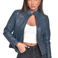NEPHELE SHEEP BLUE - AUTHENTIC WOMENS BLUE LEATHER JACKET