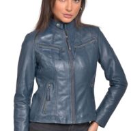 NEPHELE SHEEP BLUE - AUTHENTIC WOMENS BLUE LEATHER JACKET