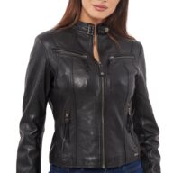 NEPHELE SHEEP BLACK - AUTHENTIC WOMENS BLACK LEATHER JACKET