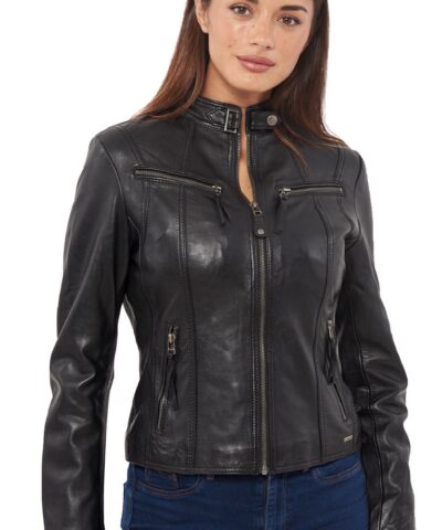NEPHELE SHEEP BLACK - AUTHENTIC WOMENS BLACK LEATHER JACKET