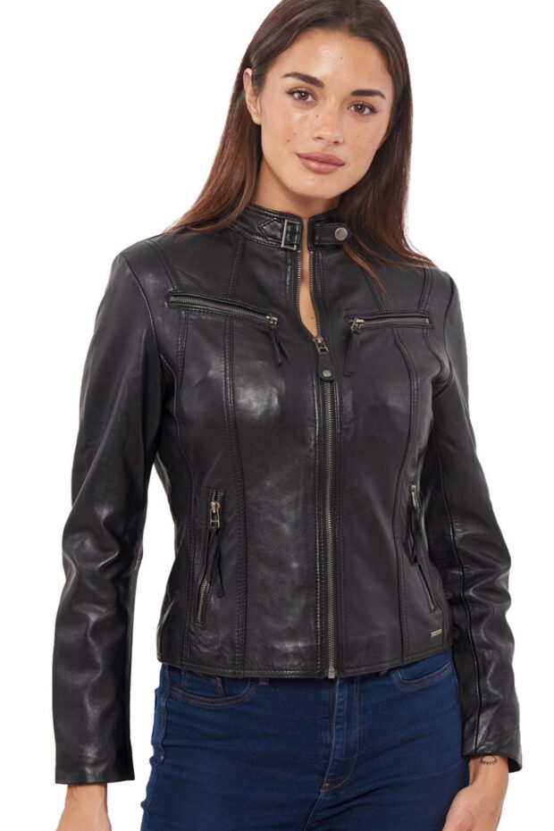 NEPHELE SHEEP BLACK - AUTHENTIC WOMENS BLACK LEATHER JACKET