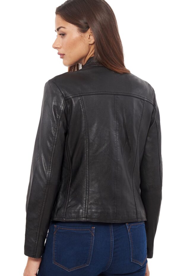 NEPHELE SHEEP BLACK - AUTHENTIC WOMENS BLACK LEATHER JACKET
