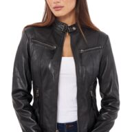 NEPHELE SHEEP BLACK - AUTHENTIC WOMENS BLACK LEATHER JACKET
