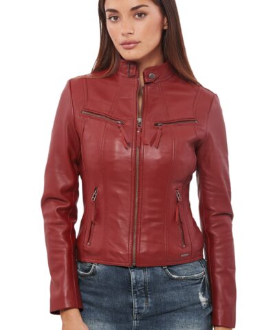 NEPHELE SHEEP RED - AUTHENTIC WOMENS RED LEATHER JACKET