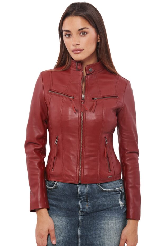 NEPHELE SHEEP RED - AUTHENTIC WOMENS RED LEATHER JACKET