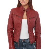 NEPHELE SHEEP RED - AUTHENTIC WOMENS RED LEATHER JACKET