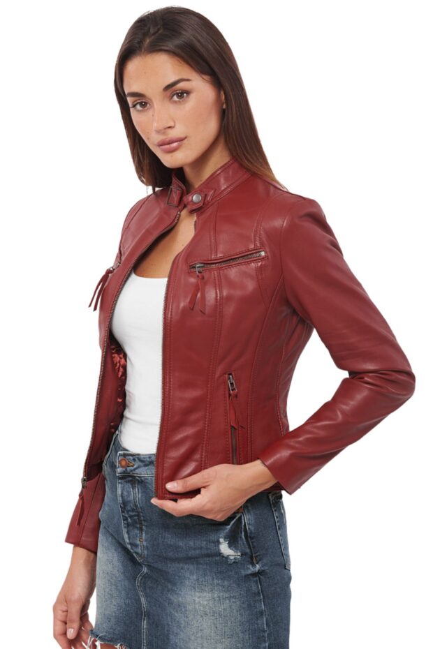 NEPHELE SHEEP RED - AUTHENTIC WOMENS RED LEATHER JACKET