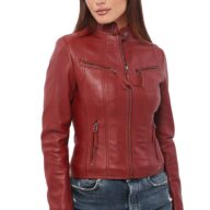 NEPHELE SHEEP RED - AUTHENTIC WOMENS RED LEATHER JACKET