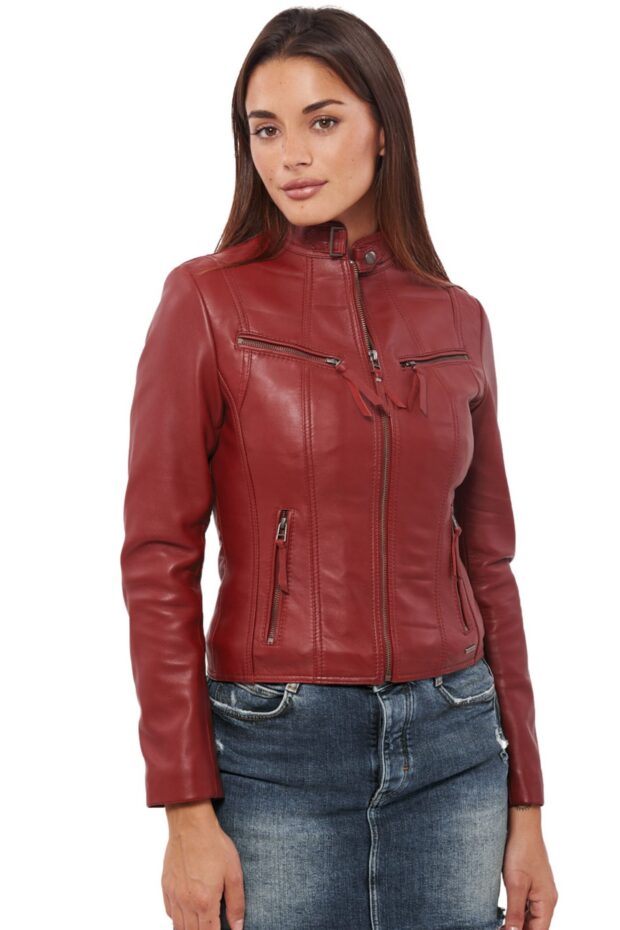 NEPHELE SHEEP RED - AUTHENTIC WOMENS RED LEATHER JACKET