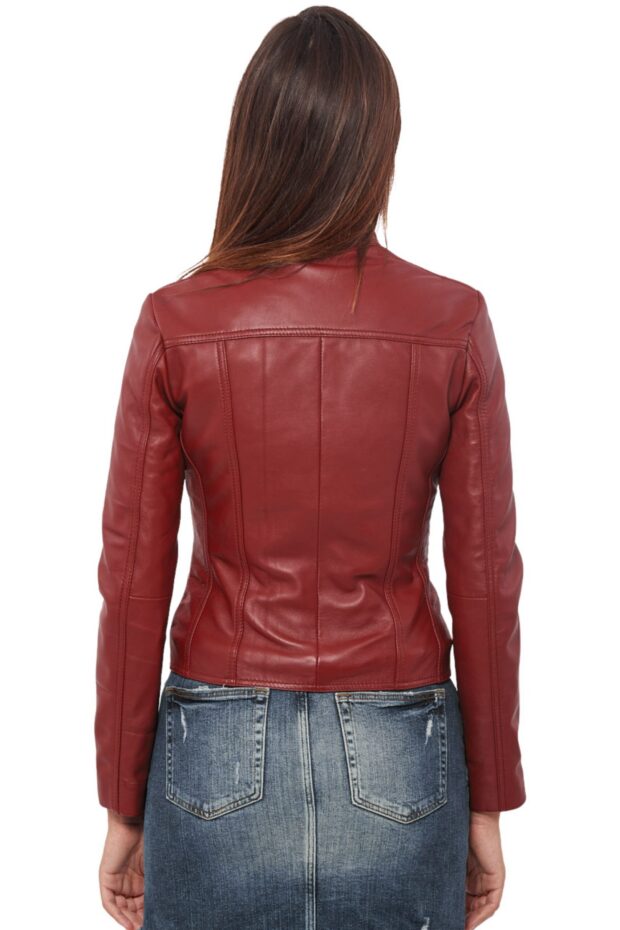 NEPHELE SHEEP RED - AUTHENTIC WOMENS RED LEATHER JACKET