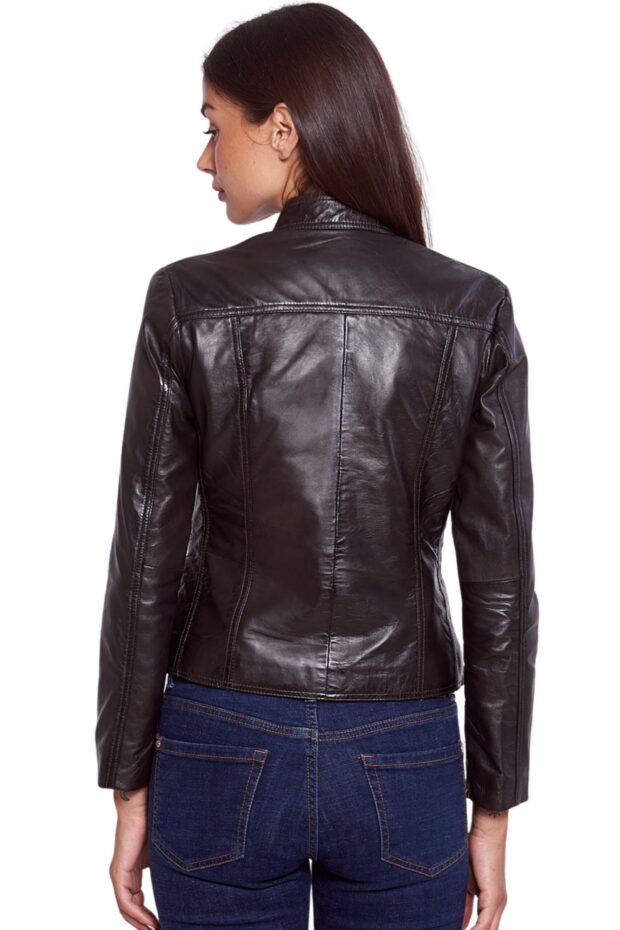 NEPHELE SHEEP BROWN - AUTHENTIC WOMENS BROWN LEATHER JACKET