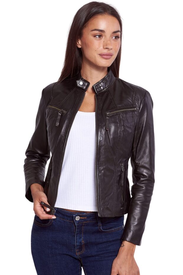 NEPHELE SHEEP BROWN - AUTHENTIC WOMENS BROWN LEATHER JACKET