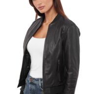 NIOVI BUFFALO BLACK - AUTHENTIC WOMENS BLACK LEATHER JACKET